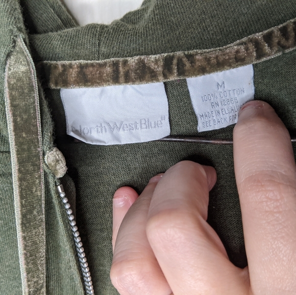 North west Blue olive green velvet trimmed jacket - Picture 3 of 5